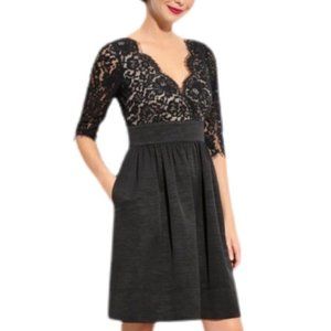 Eliza J Empire Waist Long Sleeve Mini Lace Dress